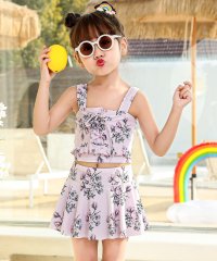 TeddyShop/テディショップ Teddyshop キッズ水着 ガーリーレースアップリボンフレアビキニ 上下2点セット【返品不可商品】/504818153