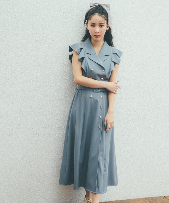 SaturdayClub ワンピース フレアスリーブ レッド 関税込 フレアスリーブオールインワン 《Mid Summer Collection》