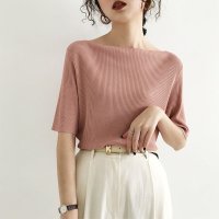 miniministore/5分袖リブニット夏服トップス レディース/504820052