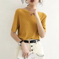 miniministore/5分袖リブニット夏服トップス レディース/504820052