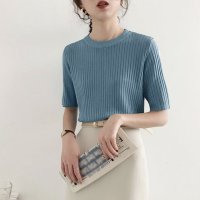 miniministore/5分袖リブニット夏服トップス レディース/504820052