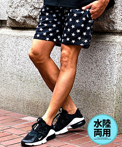 キャバリア CavariA C.V.R.A 総柄水陸両用ショーツ ハーフパンツ