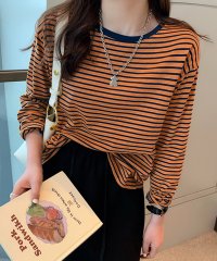 TeddyShop/テディショップ Teddyshop レディース ボーダー柄ドロップショルダーロングTシャツ/504825505