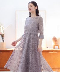 niana/結婚式 ワンピース パーティードレス レース 2way バックリボン ロング丈 ミモレ丈 袖あり M シアー ロング オケージョン 1.5次会 春 夏 秋 冬 /504826129