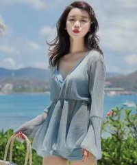 TeddyShop/テディショップ Teddyshop レディース水着 リボンハイウエストビキニ+カシュクール風トップス 3点セット/504828092