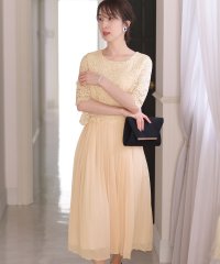 PourVous/プールヴー PourVous 七分袖&ミモレ丈ワンピースドレスラウンドネック大きいサイズ結婚式フォーマル ワンピース パーティードレス 20代 30代 40代/503112880