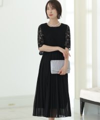 PourVous/プールヴー PourVous 七分袖&ミモレ丈ワンピースドレスラウンドネック大きいサイズ結婚式フォーマル ワンピース パーティードレス 20代 30代 40代/503112880