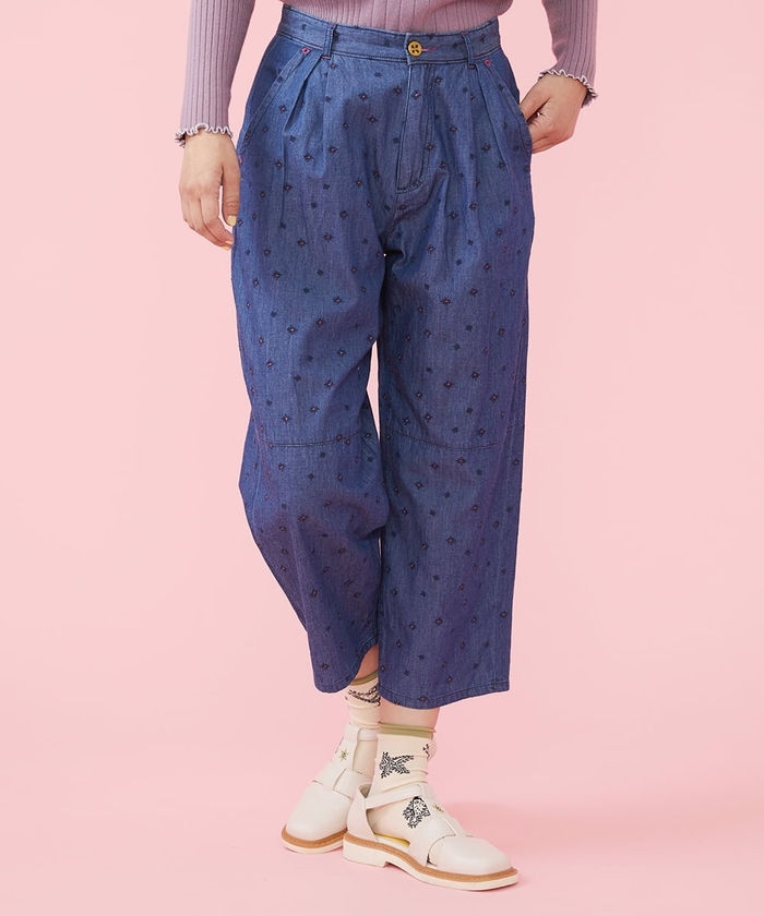 セール 50%OFF】Brillar 刺繍デニムパンツ(504829036