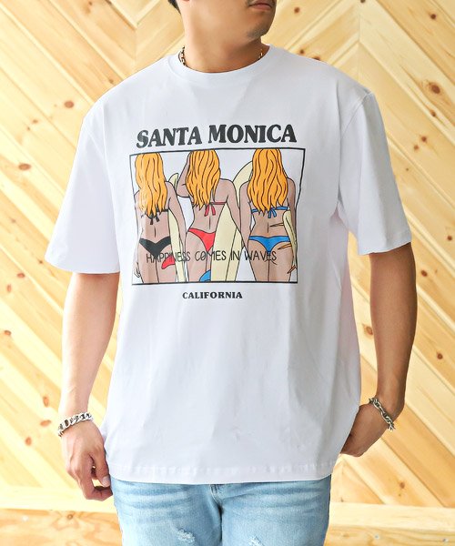 セール サーフガールイラストプリントtシャツ Tシャツ メンズ 半袖 サーフガール イラスト プリント ラグスタイル Luxstyle D Fashion