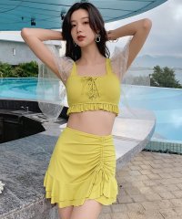 TeddyShop/テディショップ Teddyshop レディース水着 シアーラメレースアップビキニ+フリルヘムスカート 3点セット【返品不可商品】/504831862
