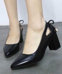 Forcement/フォースメント Forcement バックリボン太ヒール ミュールパンプス/504834064