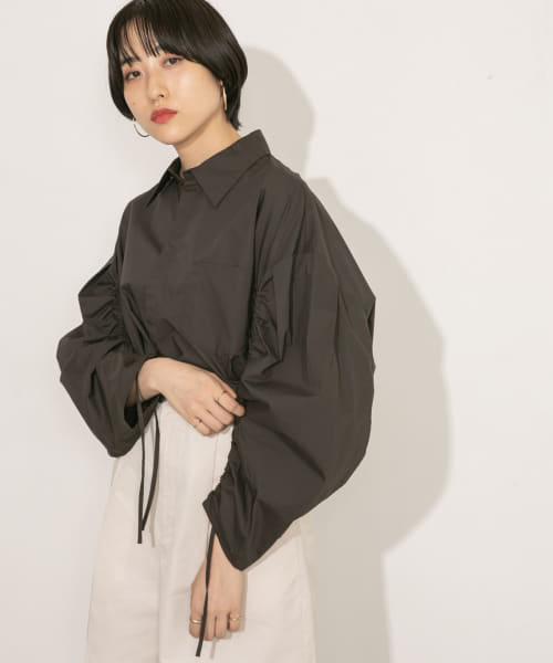 クーポン】【セール 40%OFF】ドロストギャザースリーブシャツ クーポン】【セール 40%OFF】ドロストギャザースリーブシャツ