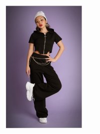 bombshell/ボムシェル bombshell セットアップ セットアップ 半袖 サイドカット ジップ ミニ トップス ワイドパンツ フード ポケット インポート Bbomb/504835067