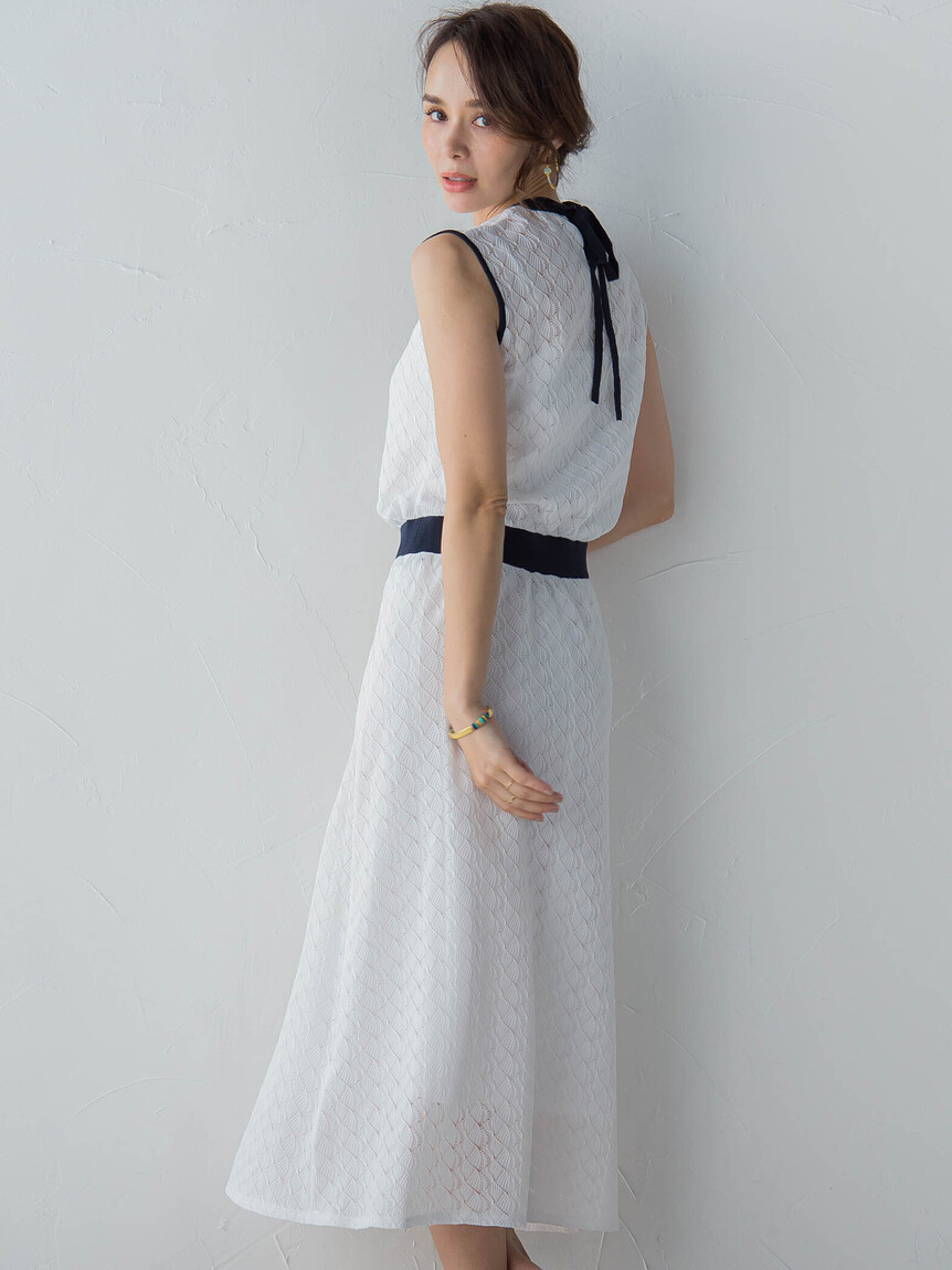 【美品】Viaggio Blu ビアッジョブルー ノースリーブワンピース　ブルー セール 40%OFF】ビアッジョブルー Viaggio Blu バルファスレース
