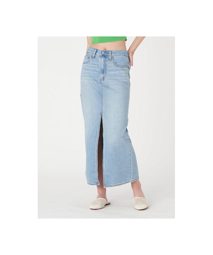 セール】スリット フロント スカート ライトインディゴ WORN IN セール】スリット フロント スカート ライトインディゴ WORN IN