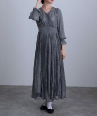 PourVous/レース×シフォンプリーツワンピース 結婚式 パーティードレス/504842221