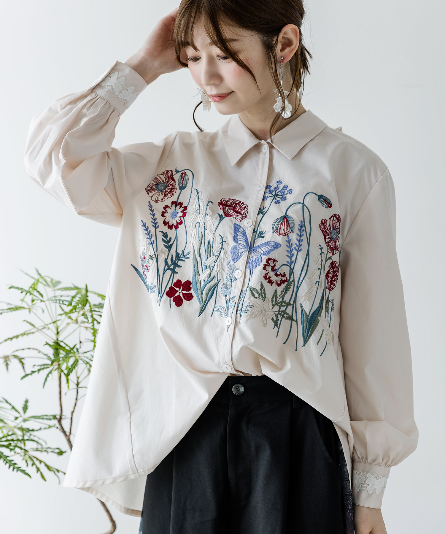 Y's for men DOUBLE STITCH SHIRT / CELLULOSE LAWN (BLACK)の