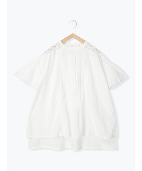 セール 66%OFF】ピンタックレースブラウス(504843999