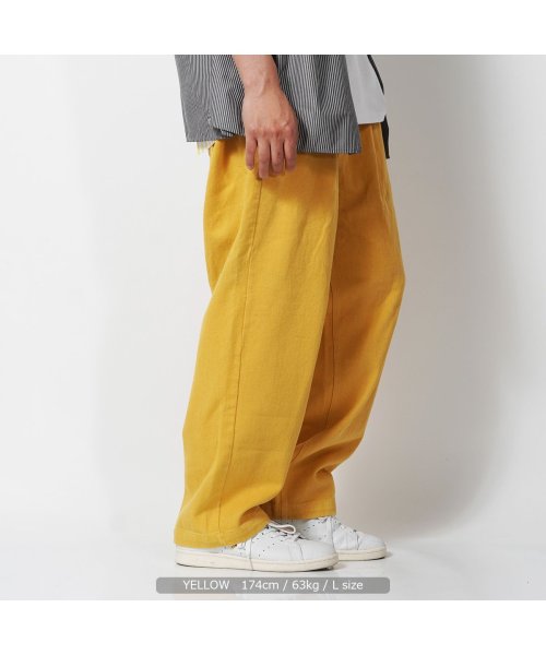 セール15 Off ワイドパンツ メンズ ワイドテーパードパンツ レディース カツラギ パンツ 綿100 太い ボトムス 太め ボトム 白 黒 黄色 緑 青 M L 大きいサイズ ワンフォークロージング 1111clothing D Fashion