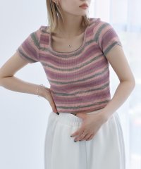 HALEY PESCA/HALEY PESCA/ショートクロップド丈 カラーボーダーTシャツ/504847228