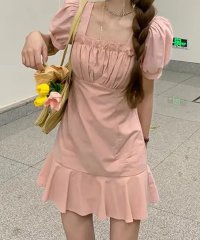 Jasmine Grandiflorum/ジャスミングランディフローラム Jasmine Grandiflorum 【Jasmine】フリルスクエアネック半袖ミニワンピース/504849104