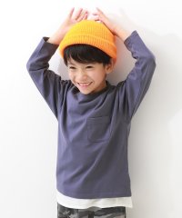 devirock/無地 ポケット付き クルーネック 長袖Tシャツ 子供服 キッズ ベビー 男の子 女の子 トップス 長袖Tシャツ ロンT 綿100% 吸汗/504853796