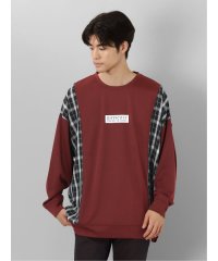 semanticdesign/チェック切替 クルーネック 長袖BIGプルオーバー 長袖 メンズ Tシャツ カットソー カジュアル インナー ビジネス ギフト プレゼント/504866395