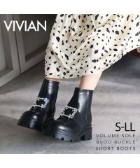 Vivian/厚底ビジューバックルショートブーツ/504846128