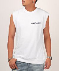 LUXSTYLE/カットオフノースリーブTシャツ/Tシャツ ノースリーブ メンズ ロゴ 刺繍 カットオフ 切りっぱなし クルーネック/504880906