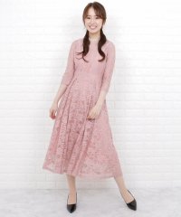 Lace Ladies/五分袖総レース ミモレ丈ワンピースドレス/503711317