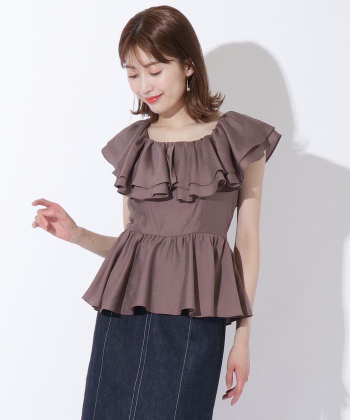 セール 60%OFF】ラッフルフリルペプラムブラウス(504861809
