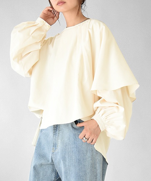 クーポン】【セール31%OFF】アシンメトリーケープカラーエステルピーチ