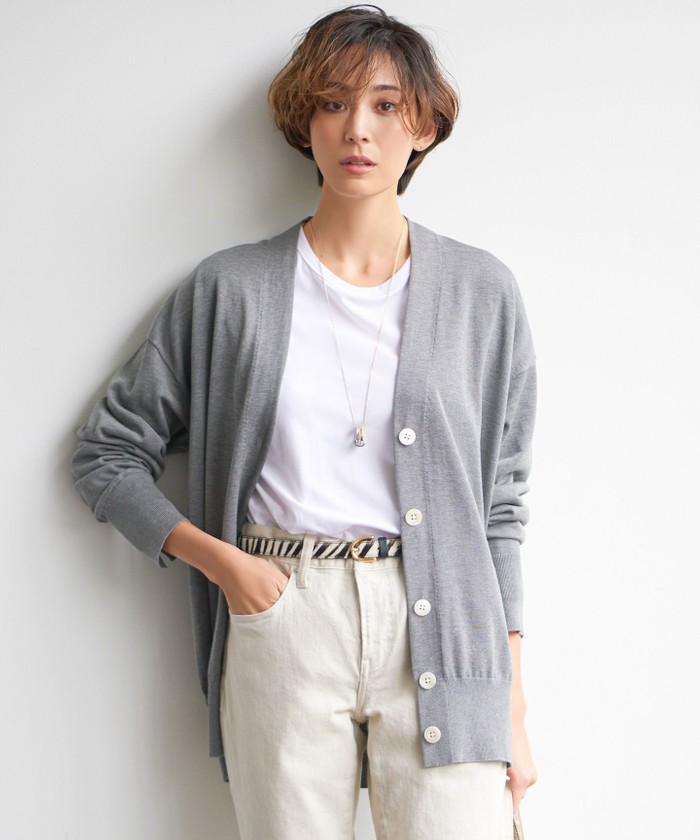 シルクコットン ベーシック カーディガン(504888377) | 23区（小さいサイズ）(NIJYUSANKU（SMALL SIZE）) - d  fashion