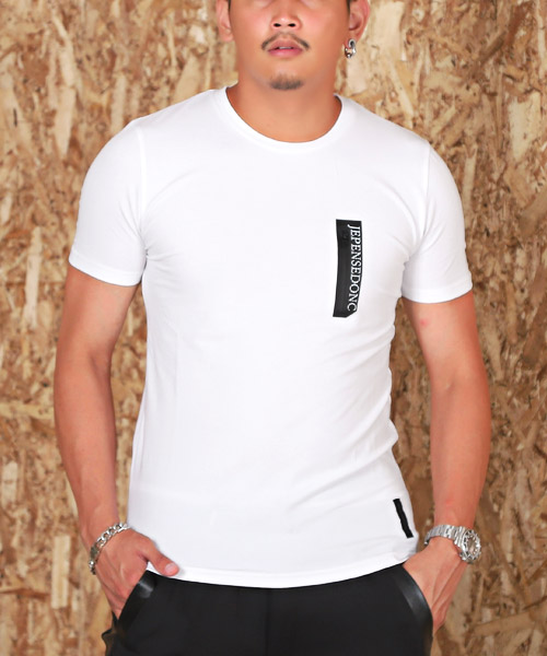セール】ZIPポケット風デザインバックプリントTシャツ/Tシャツ メンズ 