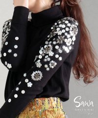 Sawa a la mode/ビジュー煌くハイネックニットトップス/504891158