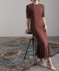 PourVous/プールヴー PourVous 結婚式パーティードレスシンプルタイト袖あり&ミモレ丈お呼ばれフォーマル ワンピース 20代 30代 40代/504878683