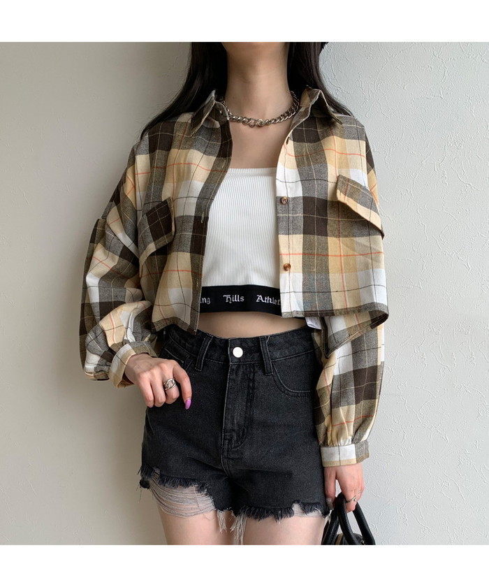 セール】チェック柄ショート丈シャツ(504897522) | ノンヘッジ セール】チェック柄ショート丈シャツ(504897522) | ノンヘッジ