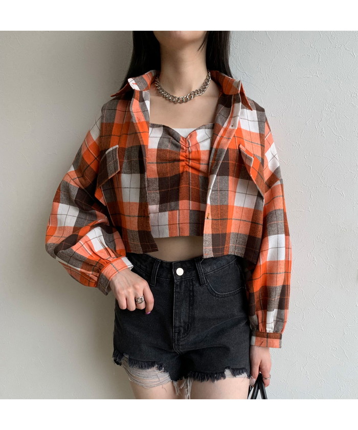 セール】チェック柄ショート丈シャツ(504897522) | ノンヘッジ セール】チェック柄ショート丈シャツ(504897522) | ノンヘッジ