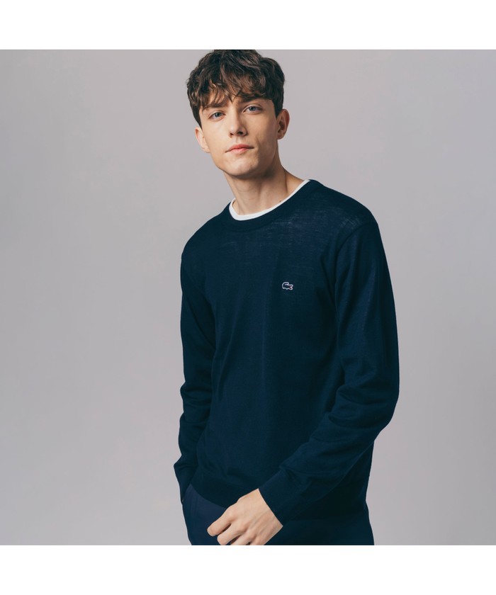 Lacoste 青茶ストライプ クルーネックセーター Lacoste 青茶ストライプ クルーネックセーター LACOSTE
