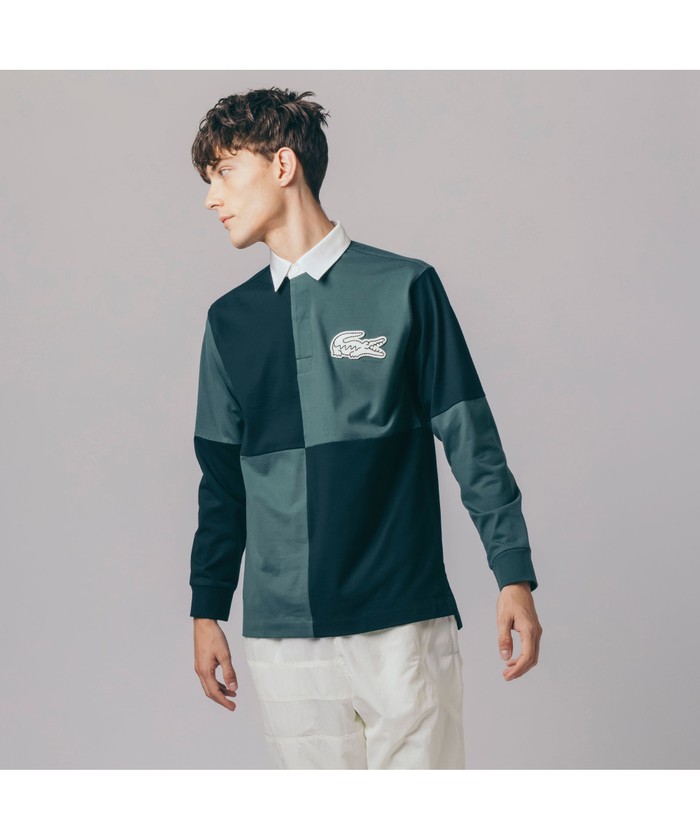 クーポン】ラコステ LACOSTE カラーブロックラガーシャツ