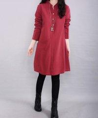 Amulet/アミュレット Amulet ノーカラーシャツワンピース レディース 長袖 ひざ丈 無地 シンプル ゆったり ナチュラル/504899441
