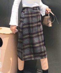 Amulet/アミュレット Amulet チェック柄Aラインスカート レディース ひざ丈 ファスナー付き スッキリ 着回し/504899445
