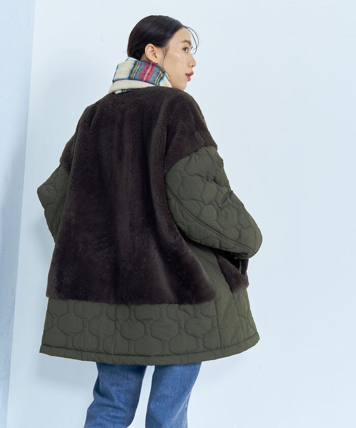 セール 30%OFF】【好評につき新色追加！】ファー×キルトコート