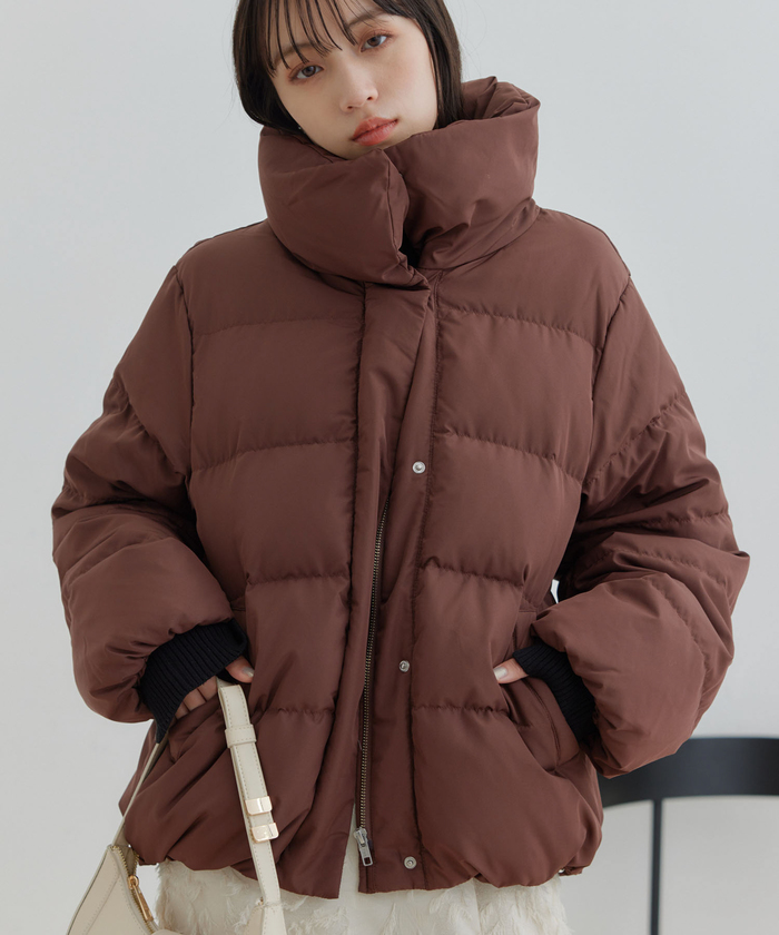 【美品】ダークブラウン ダウンジャケット 小顔効果　ボリュームフード　M 美品】ダークブラウン ダウンジャケット 小顔効果ボリュームフードM