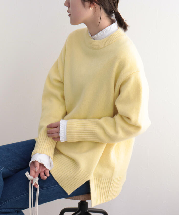 【美品】ノーリーズ MUSICカシミヤブレンド長めクルーネックプルオーバーニット セール 45%OFF】◇【WEB限定】MUSIC カシミヤブレンド長めクルー