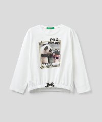 BENETTON (UNITED COLORS OF BENETTON GIRLS)/キッズパンダプリントリボン付きコットン長袖Tシャツ・カットソーG/504883259