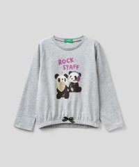 BENETTON (UNITED COLORS OF BENETTON GIRLS)/キッズパンダプリントリボン付きコットン長袖Tシャツ・カットソーG/504883259