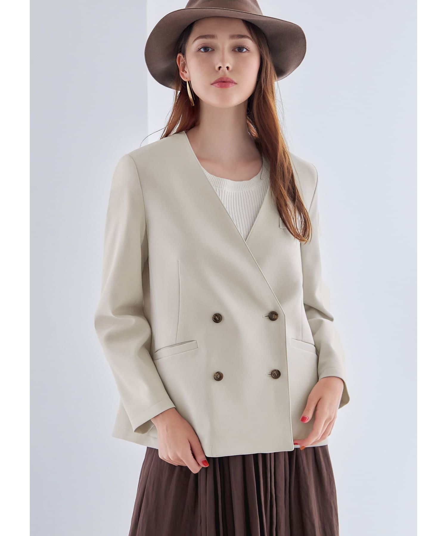 スタイルデリ 【Made in JAPAN】ノーカラージャケット スタイルデリ STYLE DELI 【Made in JAPAN】ノーカラーダブル