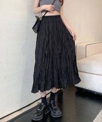 shopnikoniko/＼丈が選べる／ シワ加工 くしゅくしゅ ロングスカート【即納】韓国風 ロンスカ ティアードスカート チュールスカート フリル レース ミドルスカートレディース /504915325