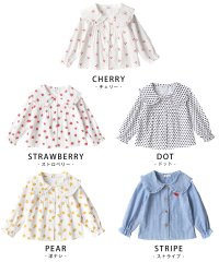 CLARAH　kids/キッズ シャツ ブラウス フリル フルーツ ストライプ 子供服 ガールズ 春 秋 トップス /504924005